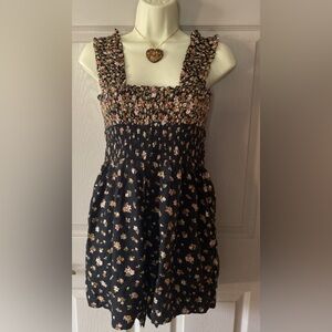 American Eagle Floral Smocked Romper with pockets